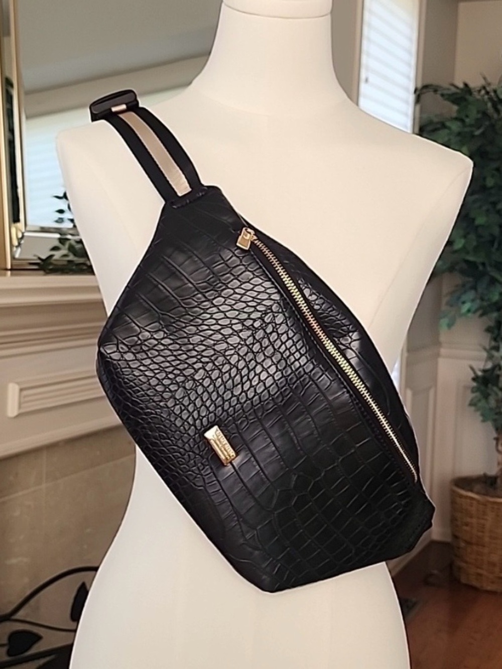 Reason brand Black Croc-Texture Bag